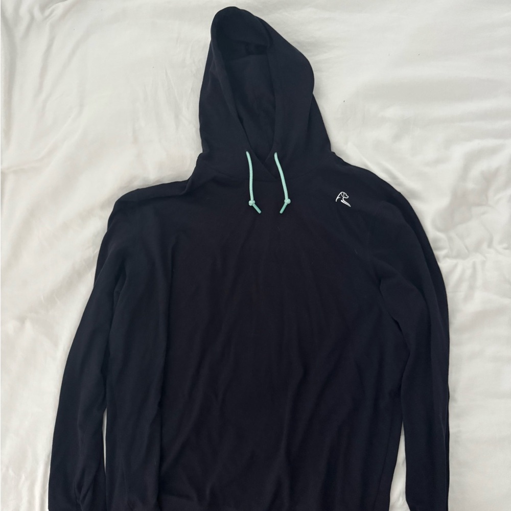 Rhoback Black Hoodie with Teal Drawstrings - Size XL